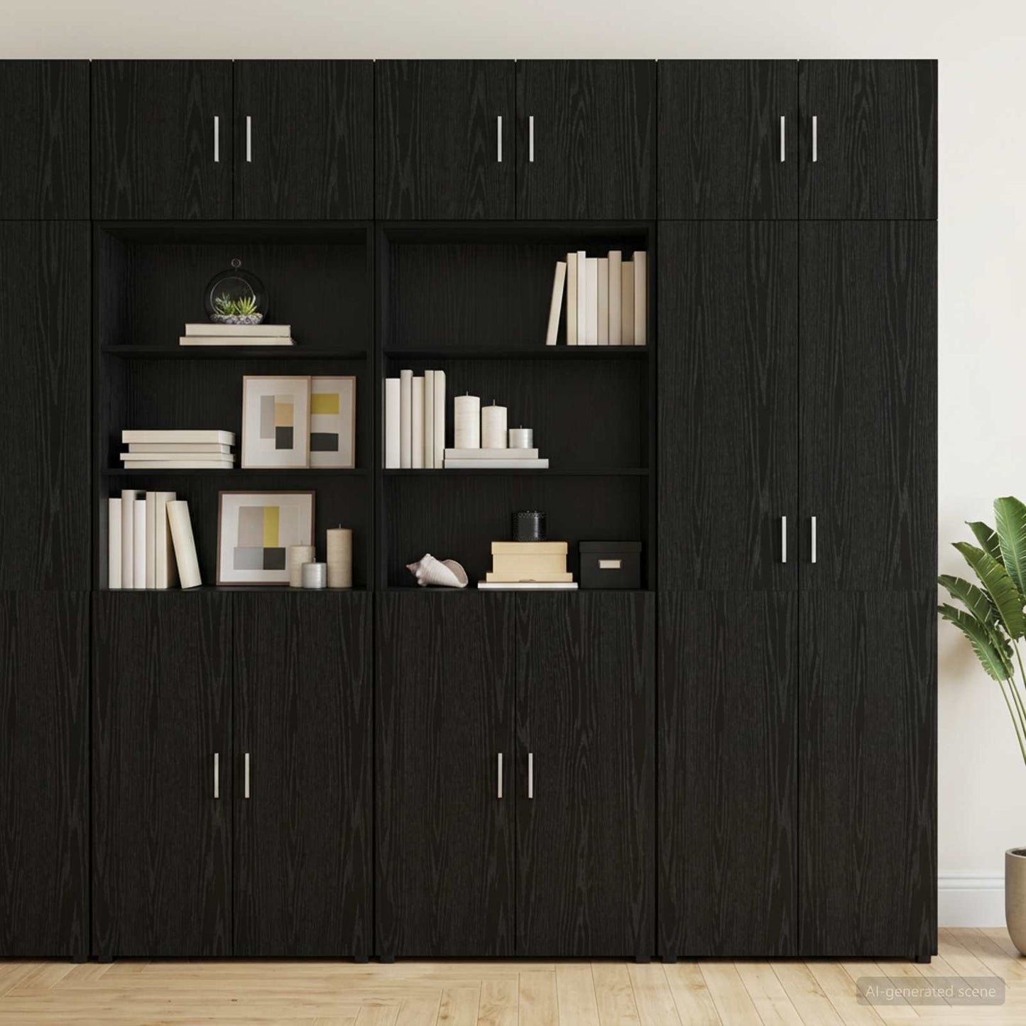 vidaXL Storage Cabinet with Shelves Black Oak 70 x 42.5 x 225 cm