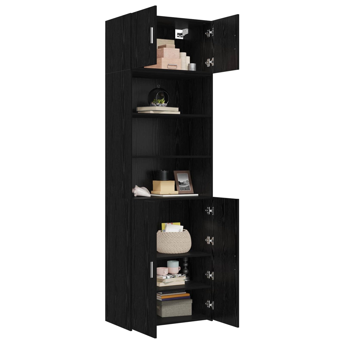 vidaXL Storage Cabinet with Shelves Black Oak 70 x 42.5 x 225 cm