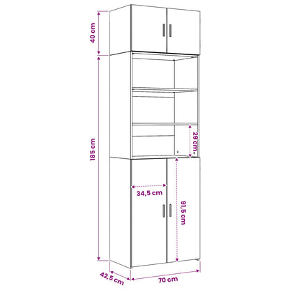 vidaXL Storage Cabinet with Shelves Black Oak 70 x 42.5 x 225 cm