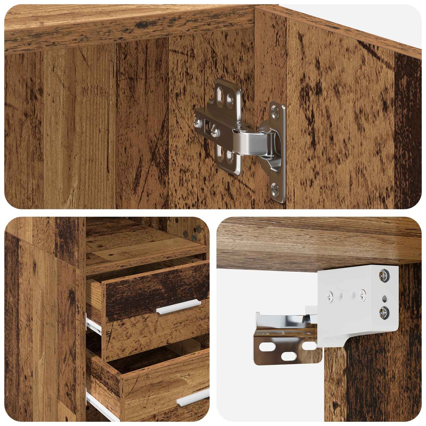 vidaXL Storage Cabinet with Shelves Old Wood 70 x 42.5 x 225 cm