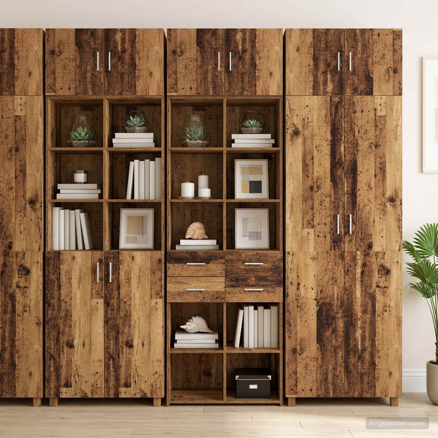 vidaXL Storage Cabinet with Shelves Old Wood 70 x 42.5 x 225 cm