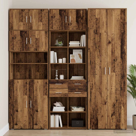 vidaXL Storage Cabinet with Shelves Old Wood 70 x 42.5 x 225 cm