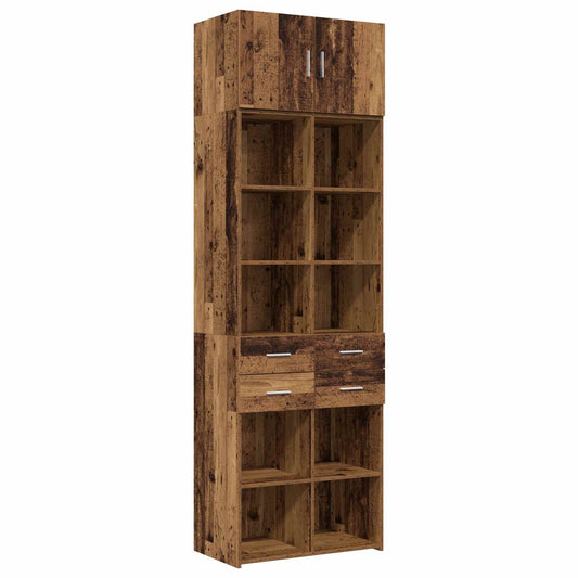 vidaXL Storage Cabinet with Shelves Old Wood 70 x 42.5 x 225 cm
