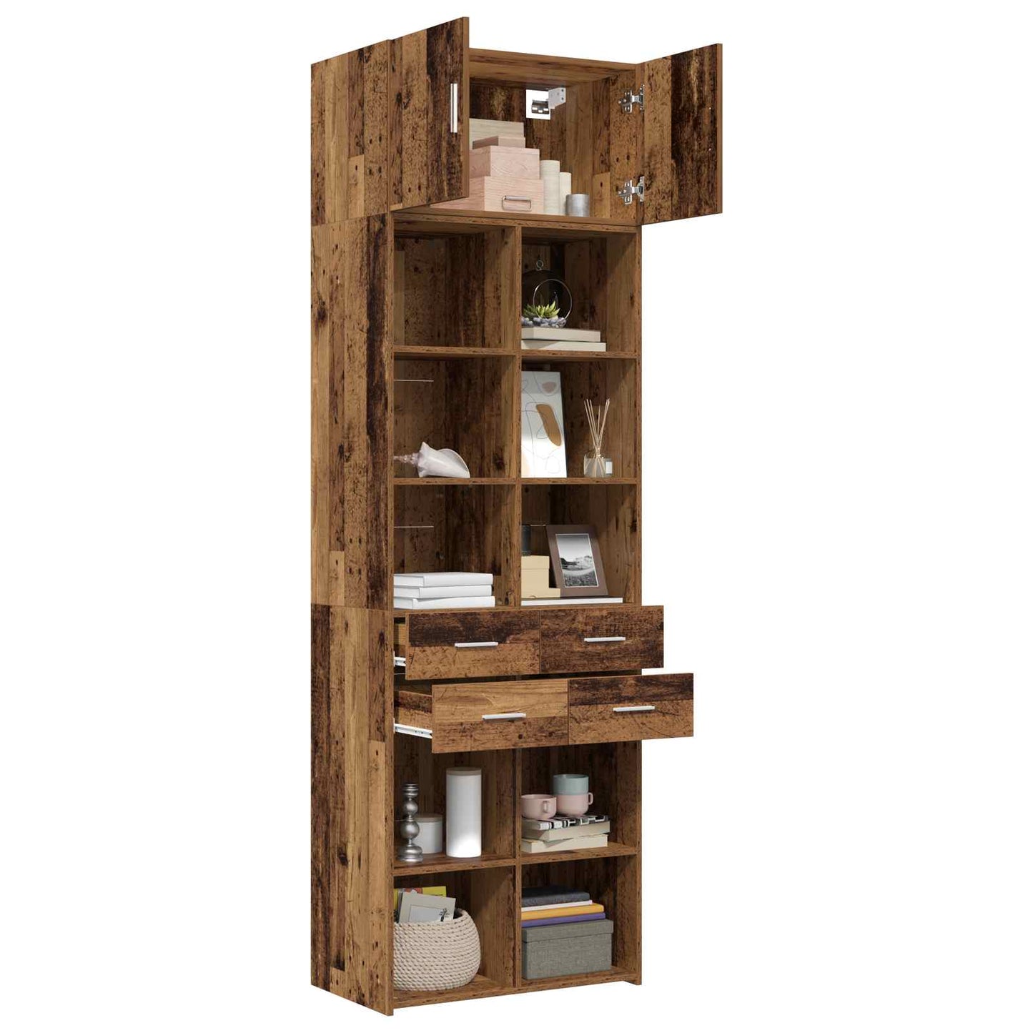 vidaXL Storage Cabinet with Shelves Old Wood 70 x 42.5 x 225 cm