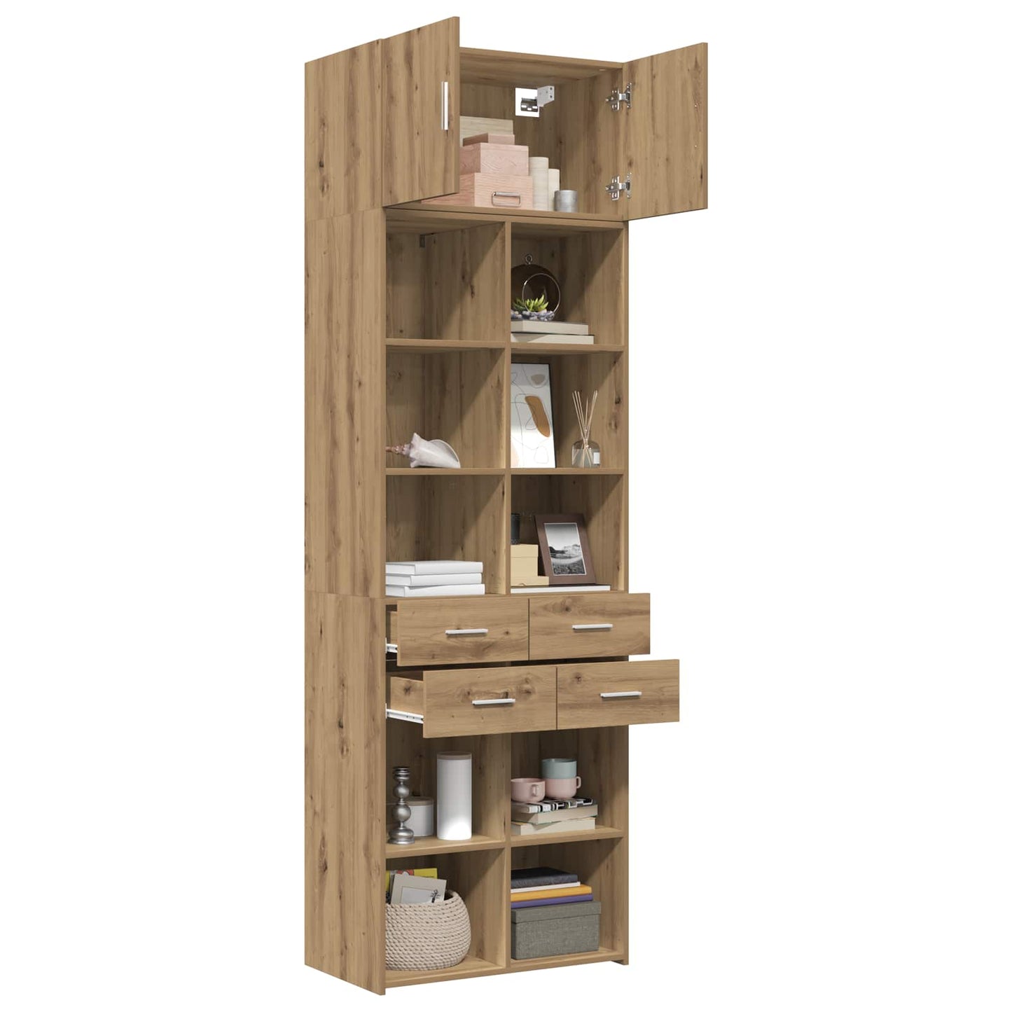 vidaXL Storage Cabinet with Shelves Artisan Oak 70 x 42.5 x 225 cm