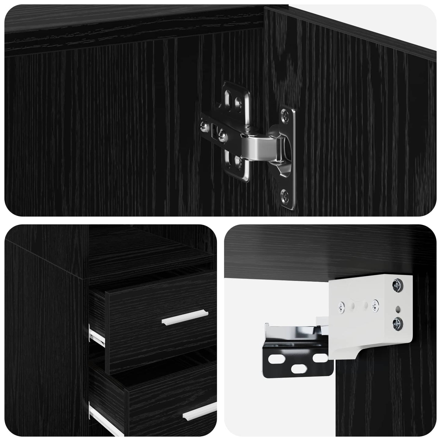 vidaXL Storage Cabinet with Shelves Black Oak 70 x 42.5 x 225 cm