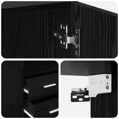 vidaXL Storage Cabinet with Shelves Black Oak 70 x 42.5 x 225 cm