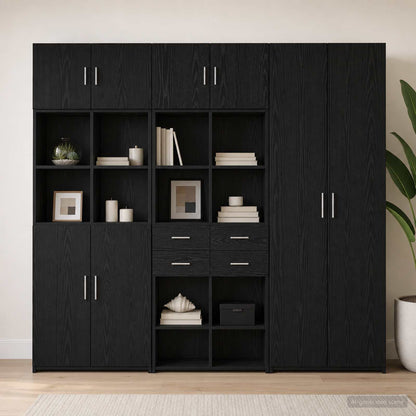 vidaXL Storage Cabinet with Shelves Black Oak 70 x 42.5 x 225 cm