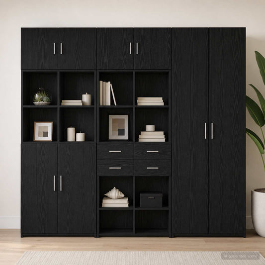 vidaXL Storage Cabinet with Shelves Black Oak 70 x 42.5 x 225 cm