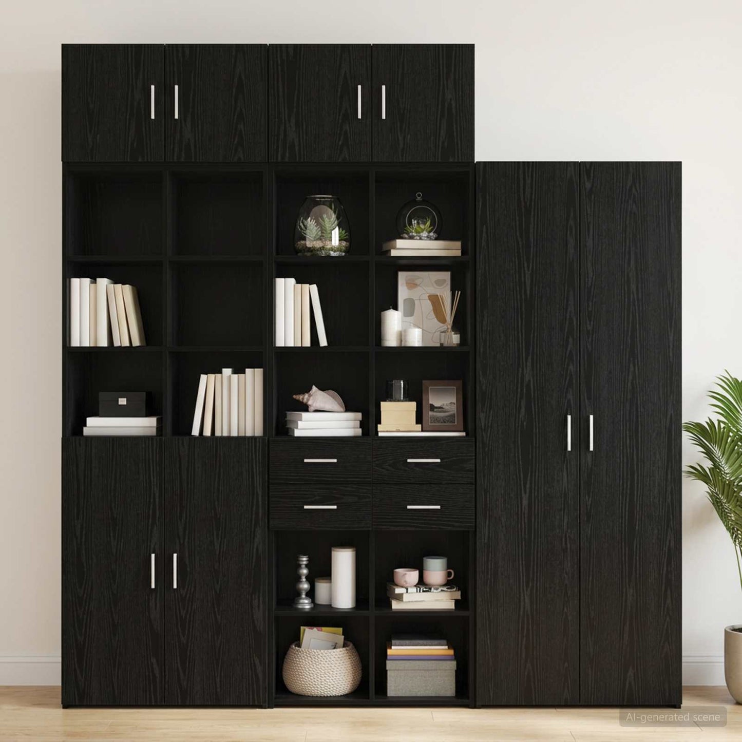 vidaXL Storage Cabinet with Shelves Black Oak 70 x 42.5 x 225 cm