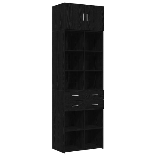 vidaXL Storage Cabinet with Shelves Black Oak 70 x 42.5 x 225 cm