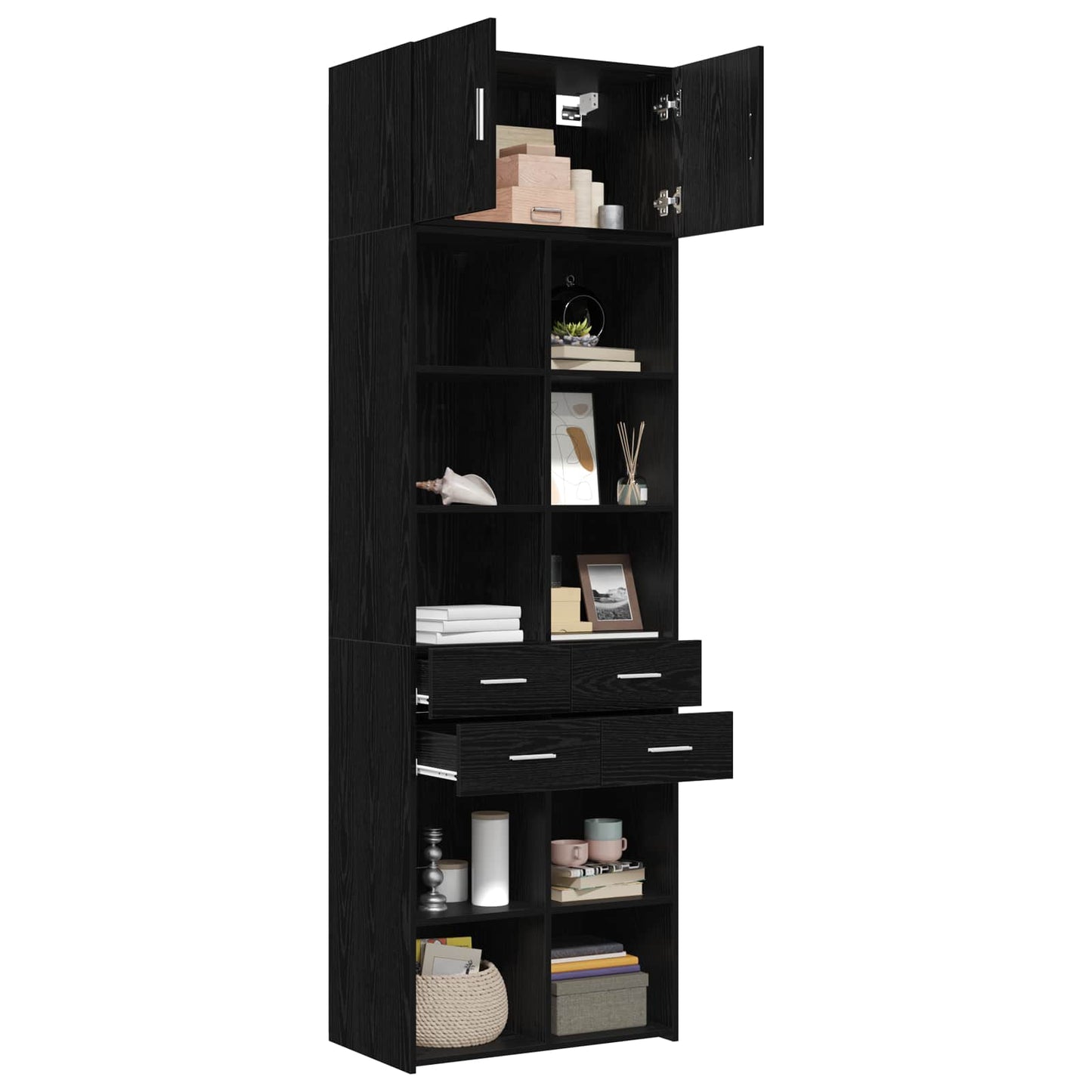 vidaXL Storage Cabinet with Shelves Black Oak 70 x 42.5 x 225 cm