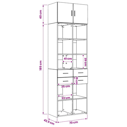 vidaXL Storage Cabinet with Shelves Black Oak 70 x 42.5 x 225 cm