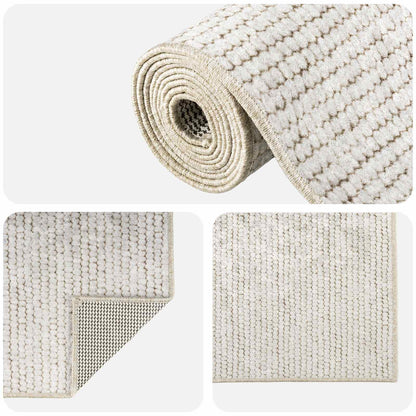 vidaXL Rug Cream 80 x 150 cm 100% Polyester 3 mm Washable
