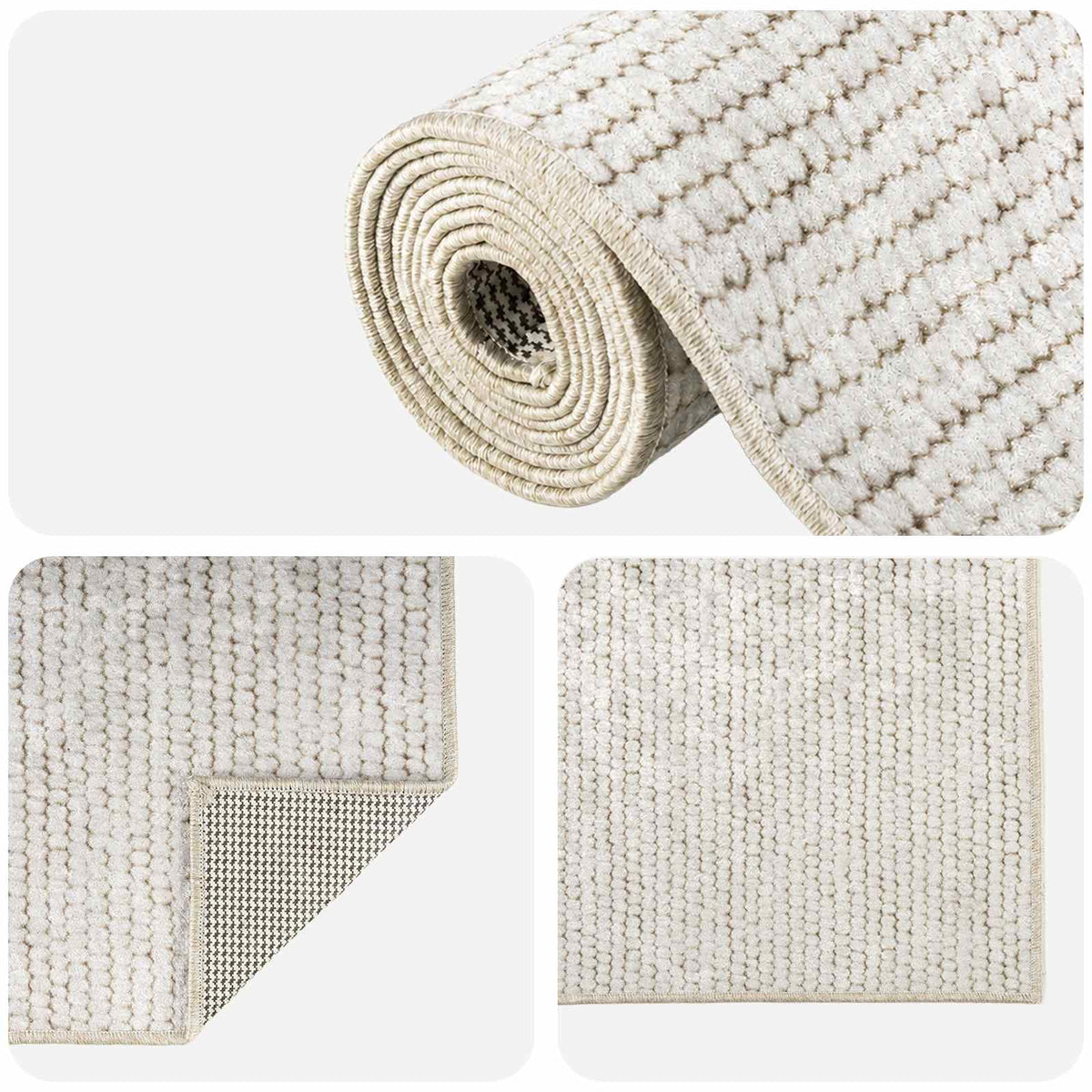 vidaXL Rug Cream 80 x 200 cm 100% Polyester 3 mm Washable