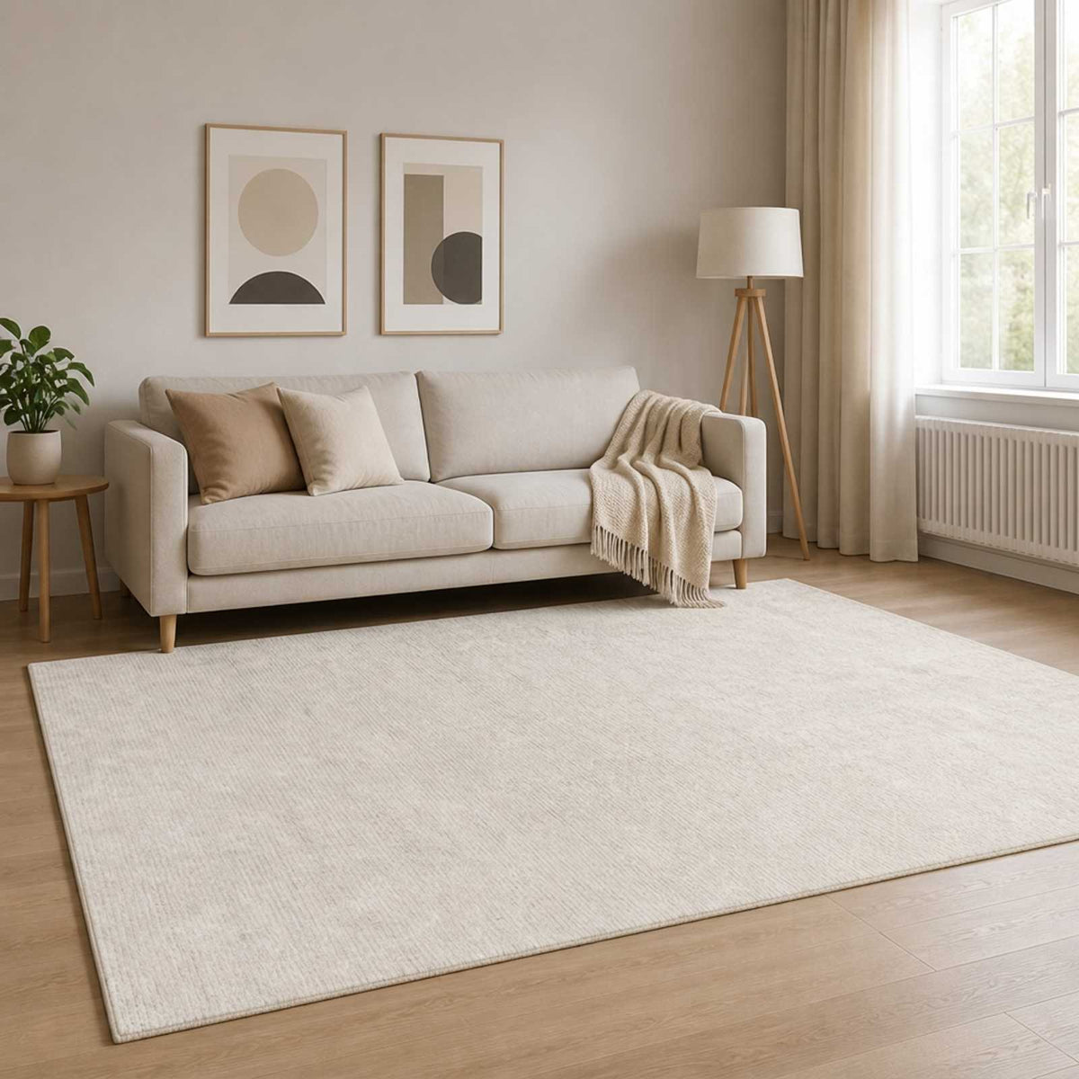 vidaXL Rug Cream 120 x 180 cm 100% Polyester 3 mm Washable