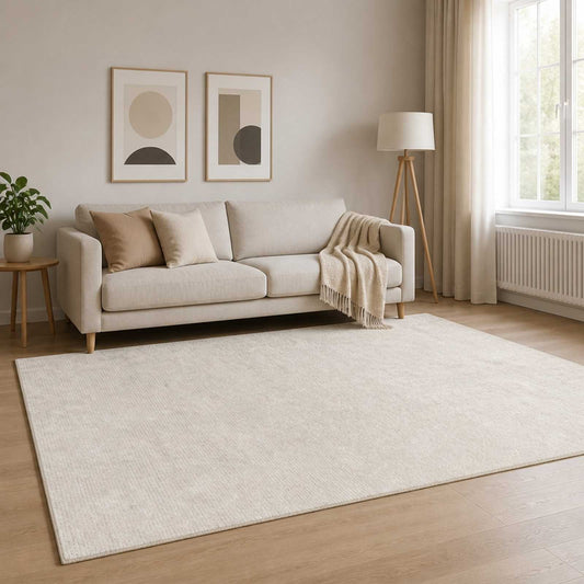 vidaXL Rug Cream 190 x 300 cm 100% Polyester 3 mm Washable
