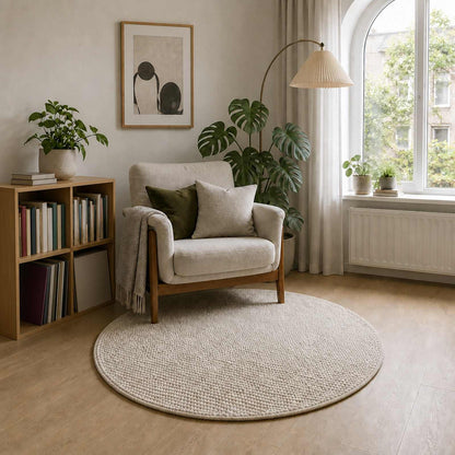 vidaXL Rug Cream Ø 120 cm 100% Polyester 3 mm Washable