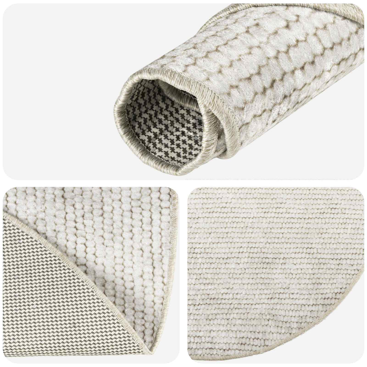 vidaXL Rug Cream Ø 120 cm 100% Polyester 3 mm Washable