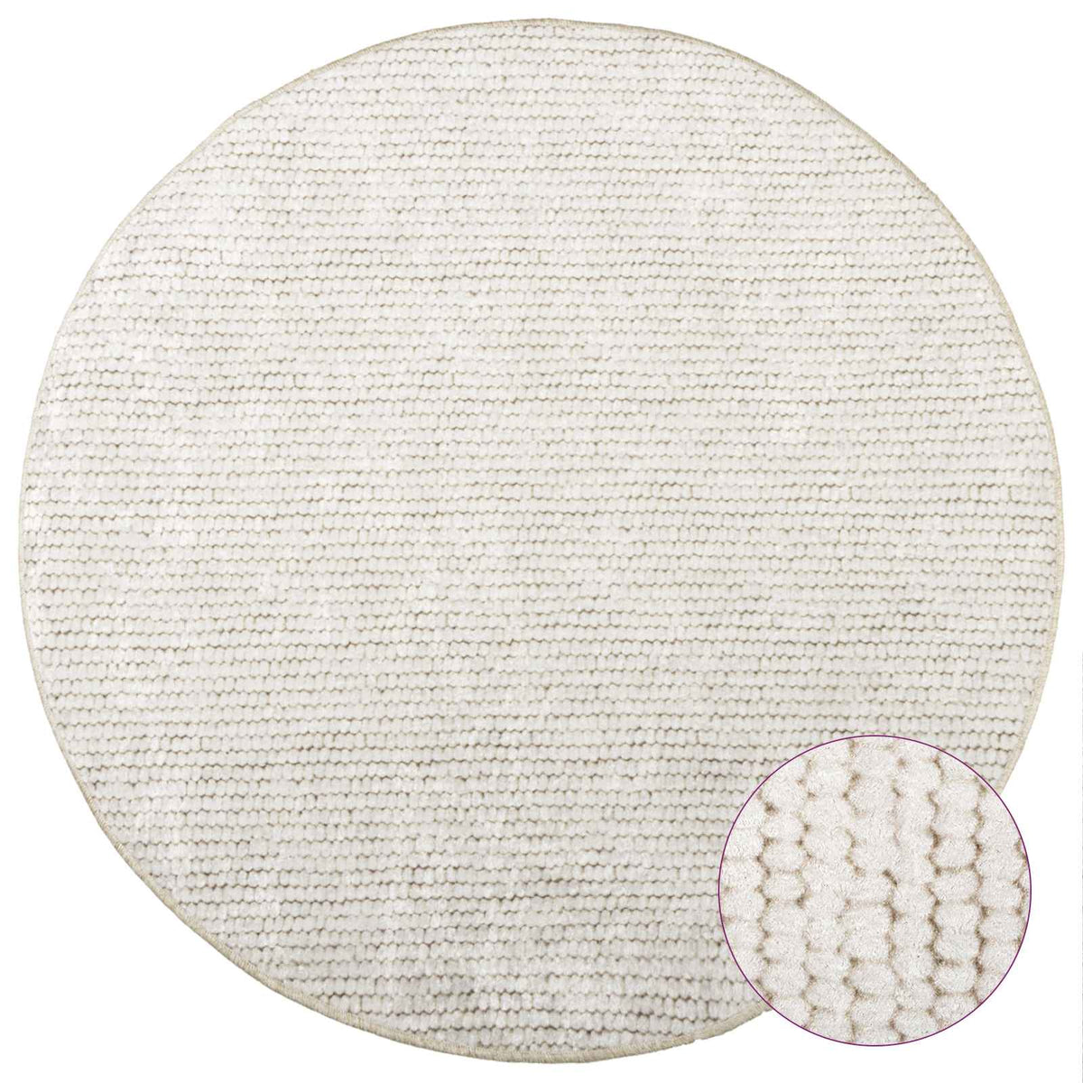 vidaXL Rug Cream Ø 120 cm 100% Polyester 3 mm Washable