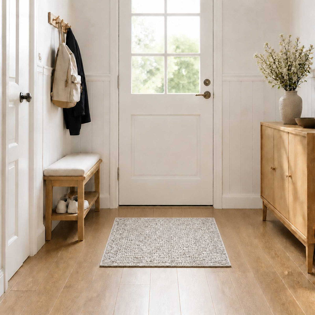 vidaXL Rug Beige 100 x 100 cm 100% Polyester 3 mm Washable