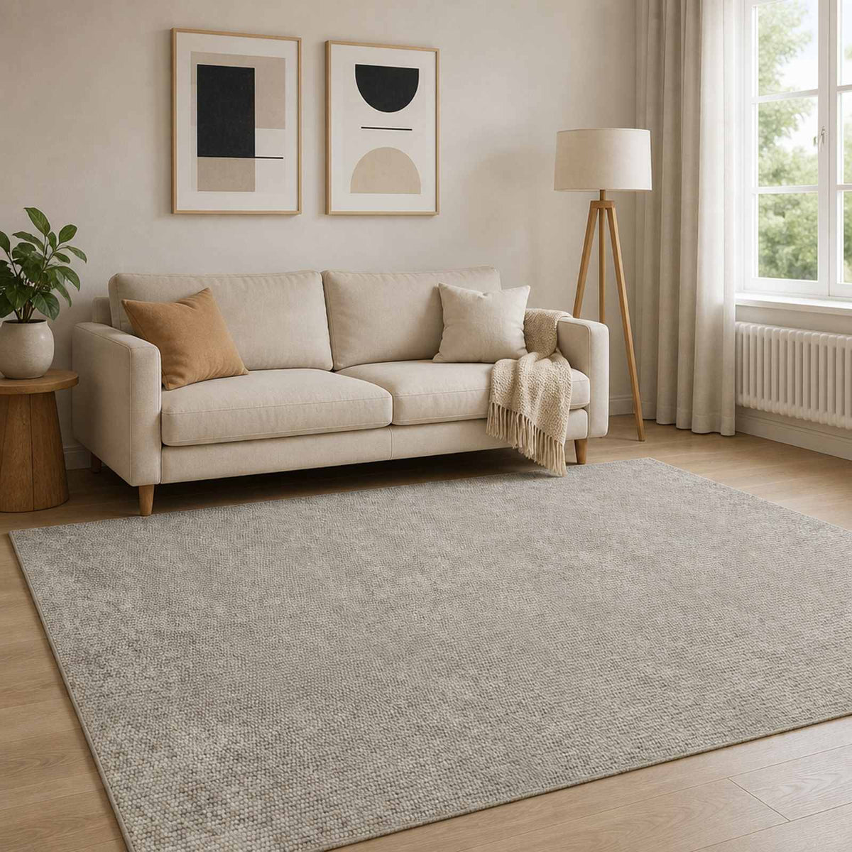 vidaXL Rug Beige 190 x 300 cm 100% Polyester 3 mm Washable
