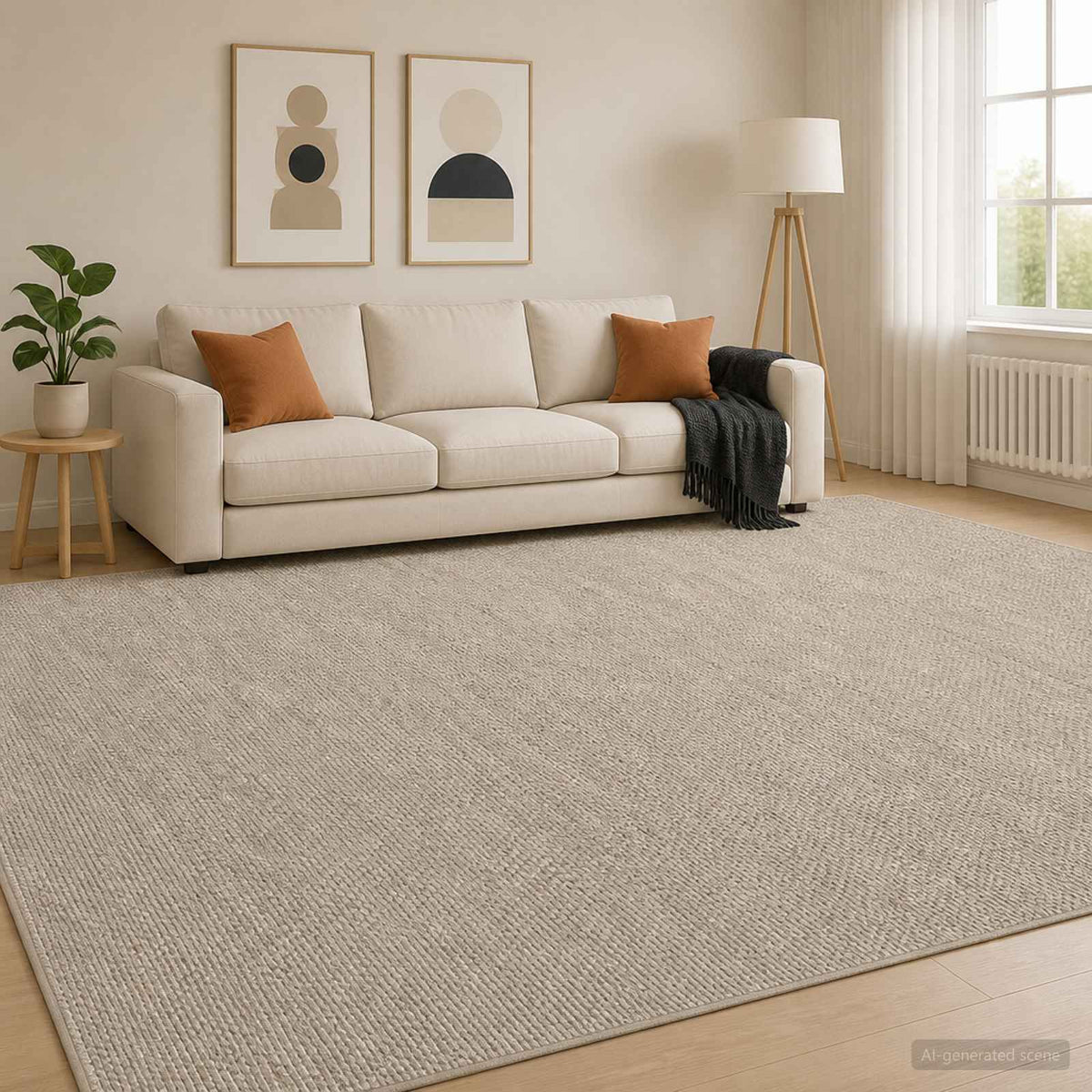 vidaXL Rug Beige 300 x 400 cm 100% Polyester 3 mm Washable
