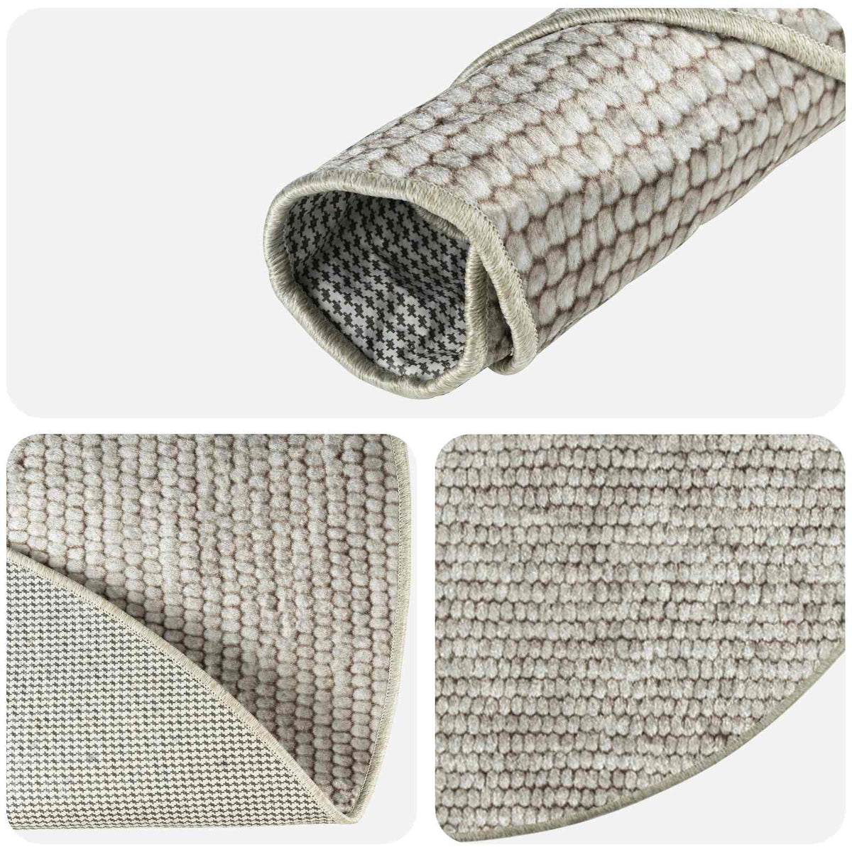 vidaXL Rug Beige Ø 120 cm 100% Polyester 3 mm Washable