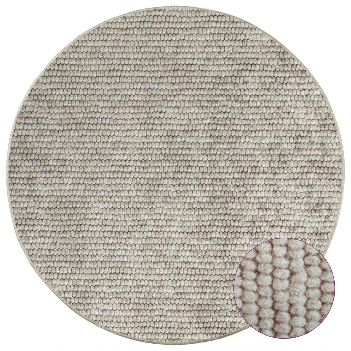 vidaXL Rug Beige Ø 120 cm 100% Polyester 3 mm Washable