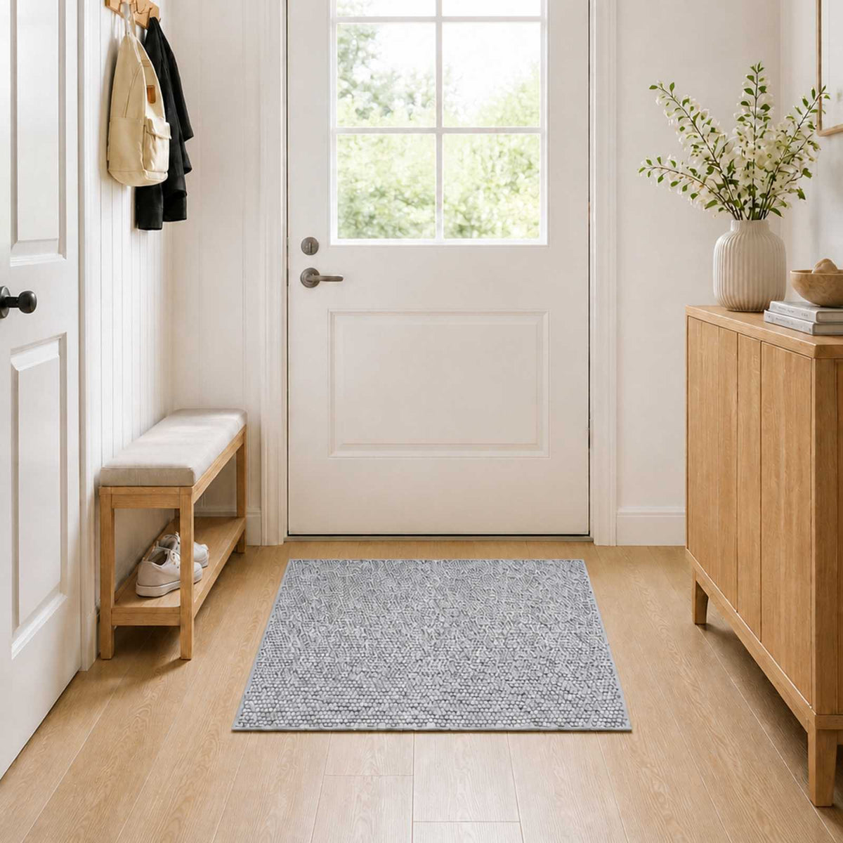 vidaXL Rug Grey 100 x 100 cm 100% Polyester 3 mm Washable