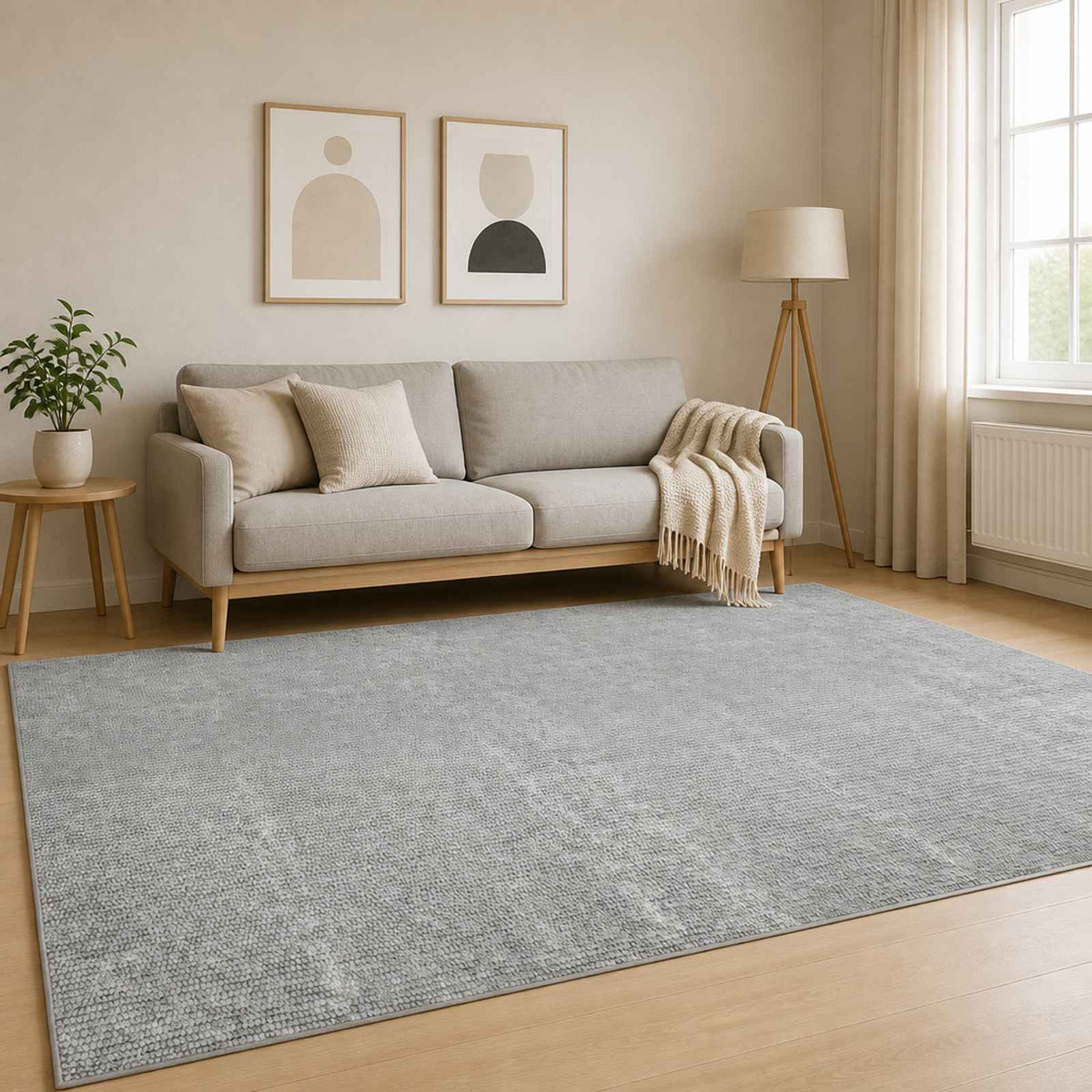 vidaXL Rug Grey 190 x 300 cm 100% Polyester 3 mm Washable