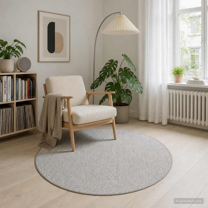 vidaXL Rug Grey Ø 120 cm 100% Polyester 3 mm Washable