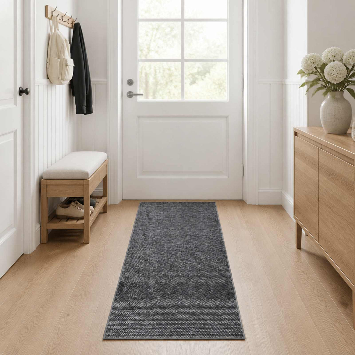 vidaXL Rug Anthracite 50 x 250 cm 100% Polyester 3 mm Washable