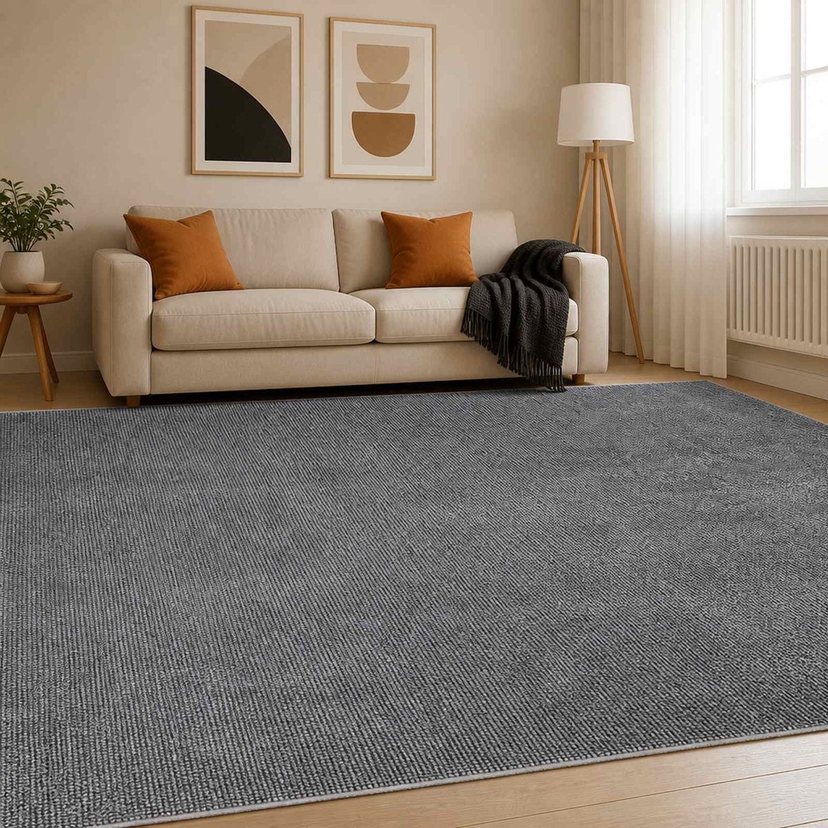 vidaXL Rug Anthracite 300 x 400 cm 100% Polyester 3 mm Washable