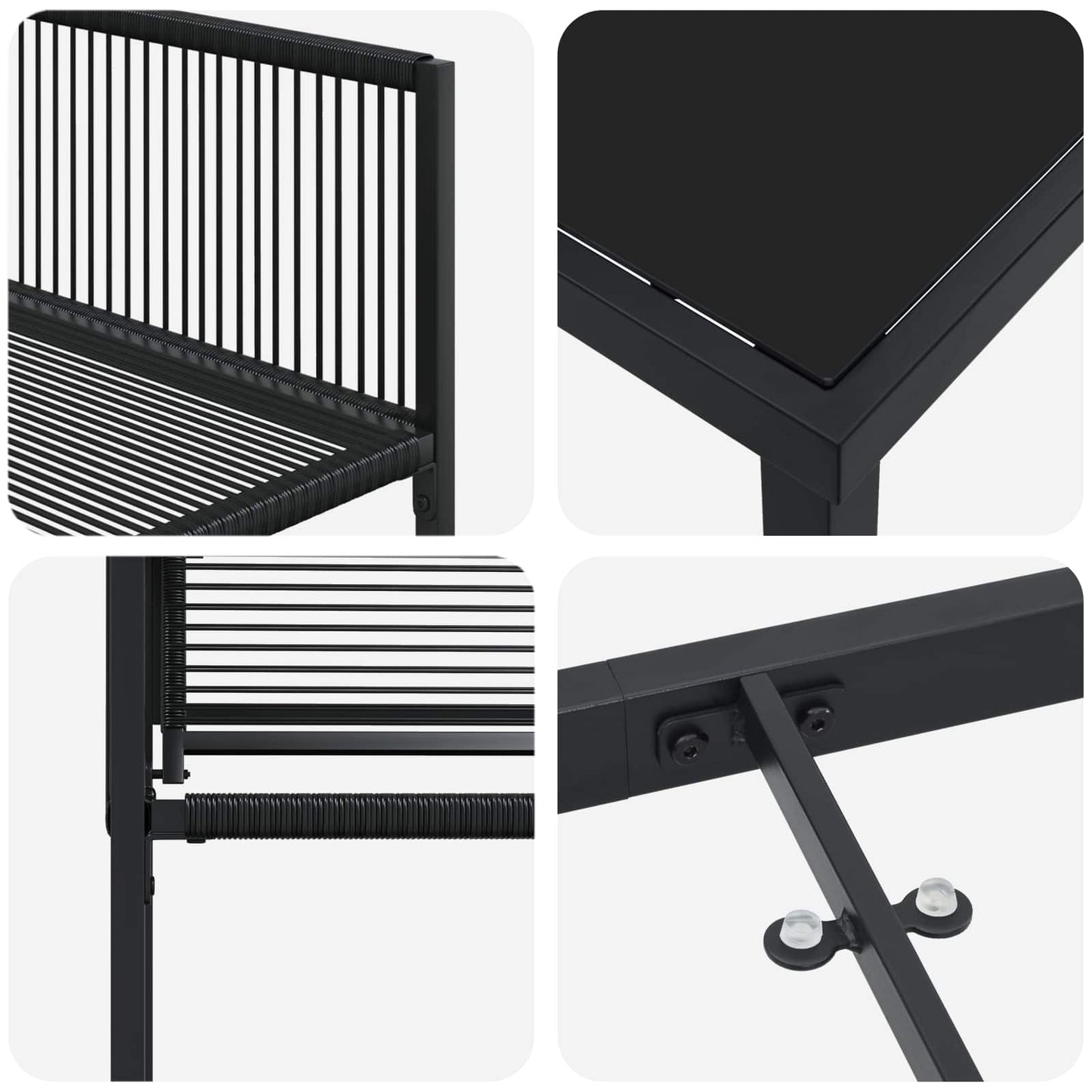 vidaXL Garden Dining Set 5 pcs Black Poly Rattan