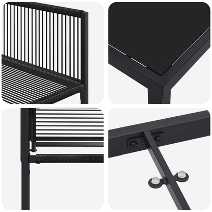 vidaXL Garden Dining Set 5 pcs Black Poly Rattan