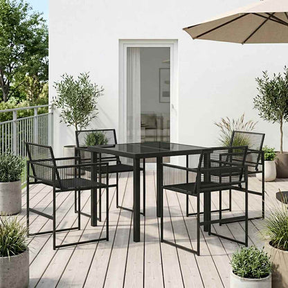 vidaXL Garden Dining Set 5 pcs Black Poly Rattan