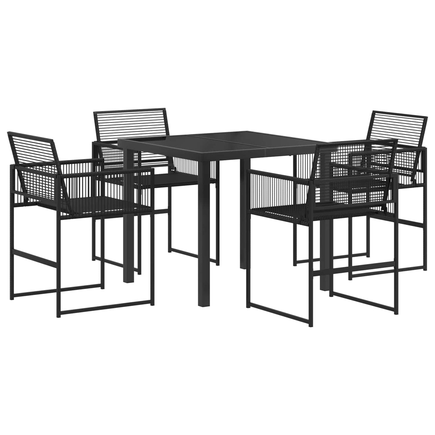 vidaXL Garden Dining Set 5 pcs Black Poly Rattan