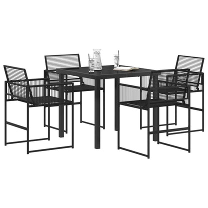 vidaXL Garden Dining Set 5 pcs Black Poly Rattan