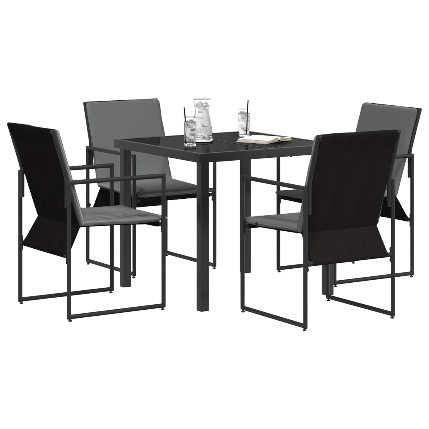 vidaXL Garden Dining Set 5 pcs Black and Anthracite 80 x 80 x 73 cm
