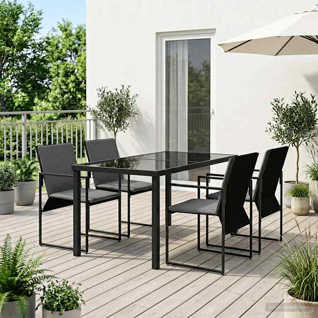 vidaXL Garden Dining Set 5 pcs Black and Anthracite 140 x 70 x 73 cm