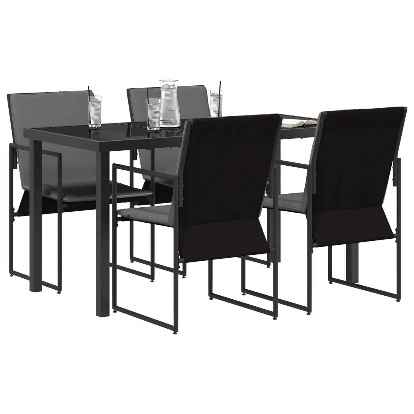 vidaXL Garden Dining Set 5 pcs Black and Anthracite 140 x 70 x 73 cm