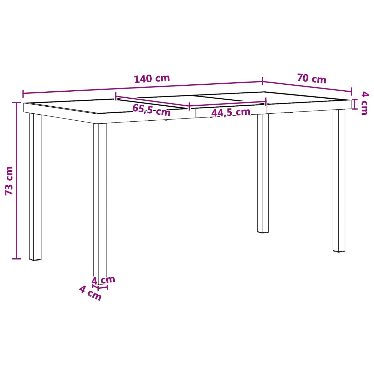 vidaXL Garden Dining Set 5 pcs Black and Anthracite 140 x 70 x 73 cm