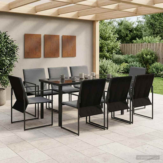 vidaXL Garden Dining Set 9 pcs Black and Anthracite 160 x 80 x 73 cm