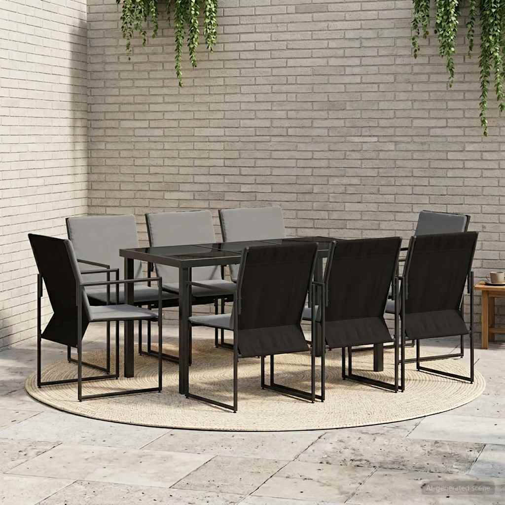 vidaXL Garden Dining Set 9 pcs Black and Anthracite 160 x 80 x 73 cm
