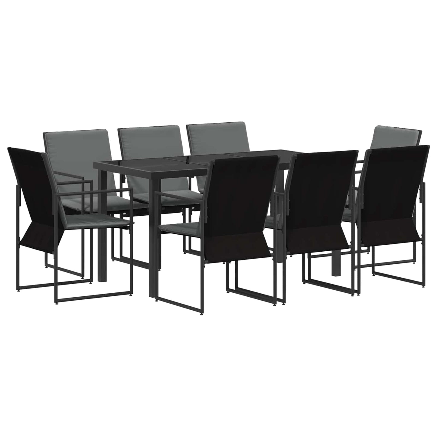 vidaXL Garden Dining Set 9 pcs Black and Anthracite 160 x 80 x 73 cm