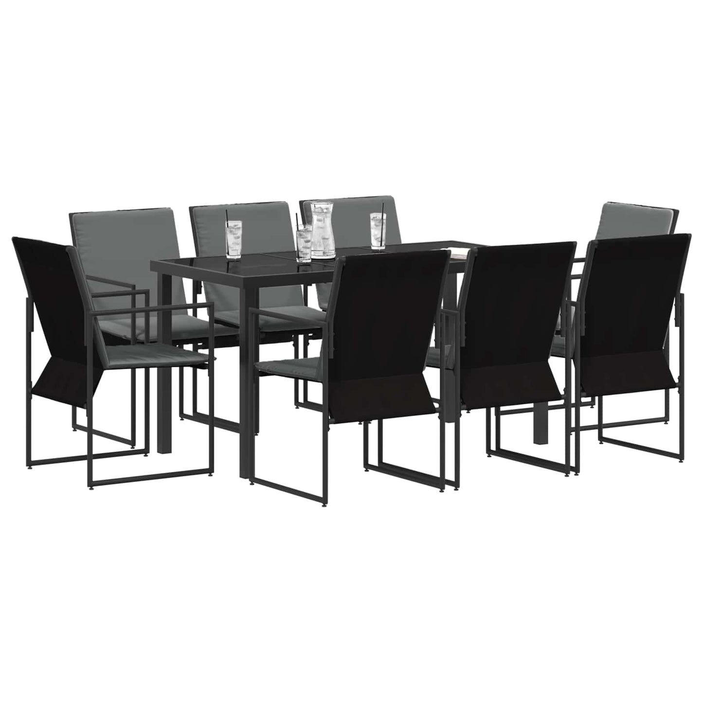 vidaXL Garden Dining Set 9 pcs Black and Anthracite 160 x 80 x 73 cm