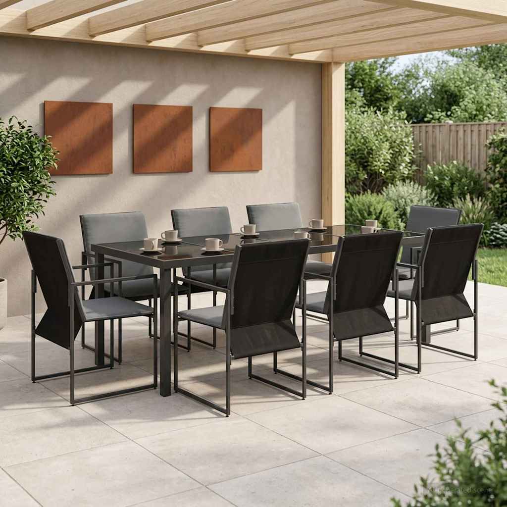 vidaXL Garden Dining Set 9 pcs Black and Anthracite 200 x 80 x 73 cm
