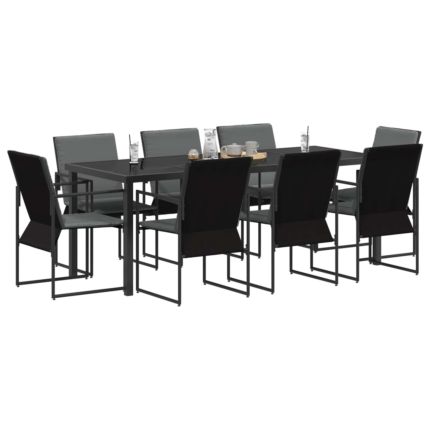 vidaXL Garden Dining Set 9 pcs Black and Anthracite 200 x 80 x 73 cm
