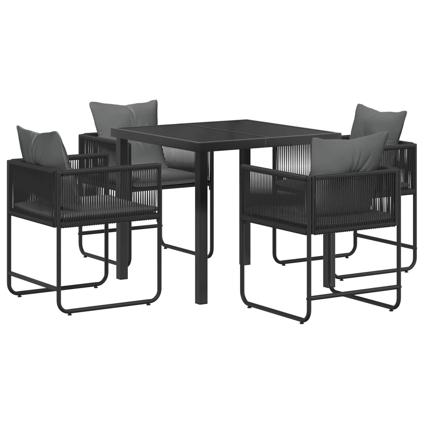 vidaXL Garden Dining Set 5 pcs Black and Anthracite 80 x 80 x 73 cm
